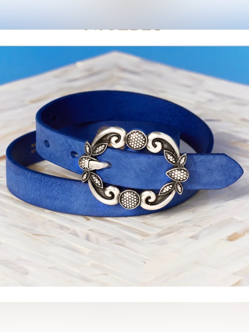 Nicoblue Harper Leather Belt in Indigo Blue XS
